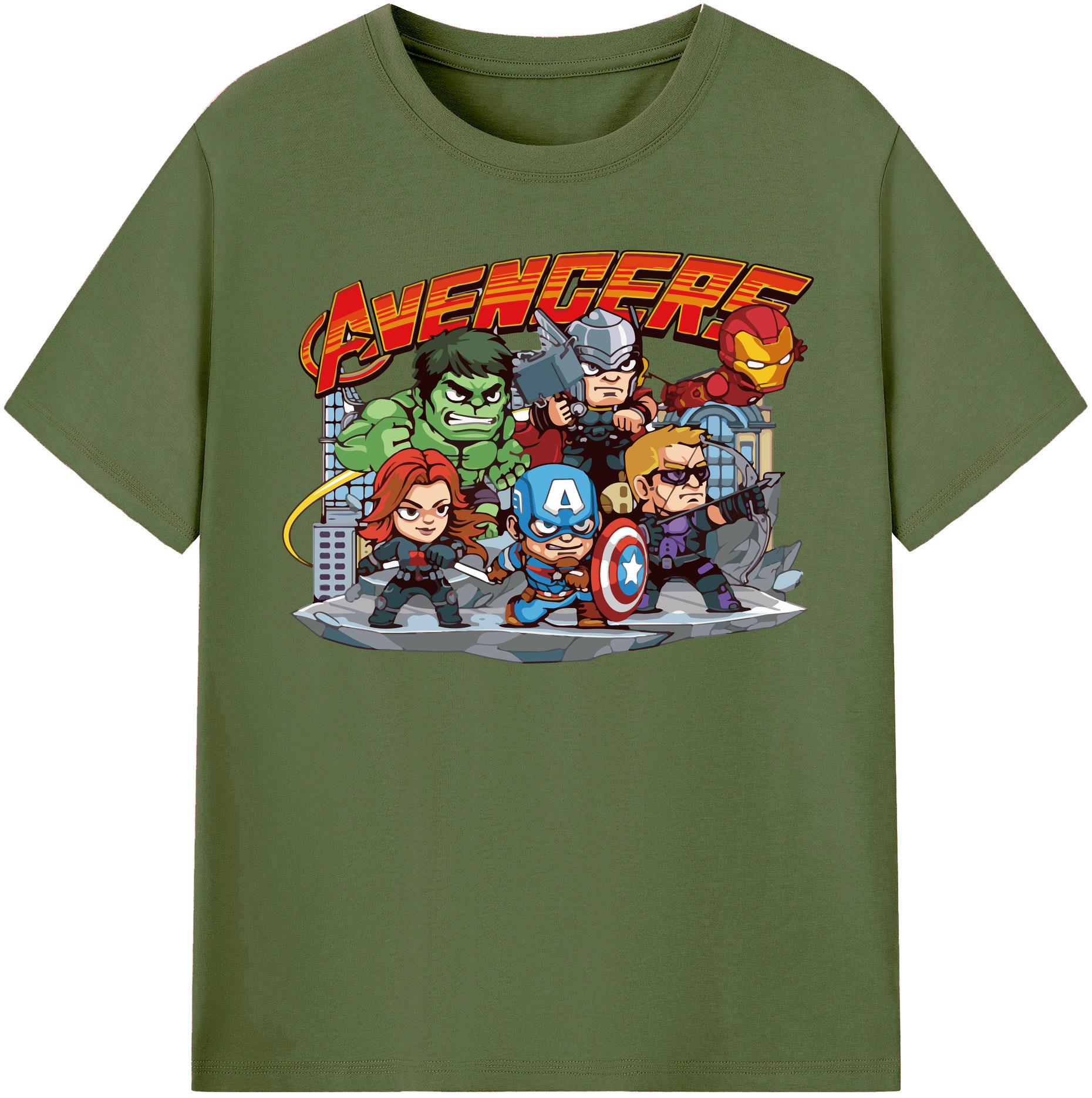 （画像用） アベンジャーズ The Avengers 綿100％半袖Tシャツ（フロントプリント）